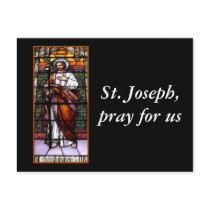 St. Joseph pray for us - stained glass window Postcard