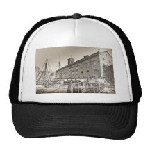 St Katherine's Dock London sketch Trucker Hats