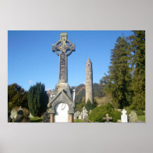 St. Kevin's Cross and the Round Tower Print