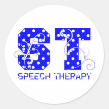 st letters white and blue polka dots round sticker