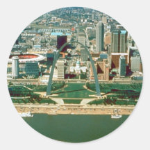 St. Louis Arch and Skyline Round Sticker