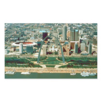 St. Louis Arch and Skyline Rectangular Stickers