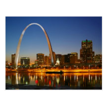 St Louis Arch Missouri on the Mississippi by Night Postcards