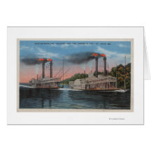 St. Louis, MO - View of Natchez & Robert E. Lee Card