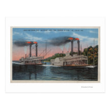St. Louis, MO - View of Natchez & Robert E. Lee Post Card
