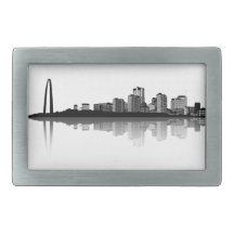 St. Louis Skyline Belt Buckle (b/w) Rectangular Belt Buckles