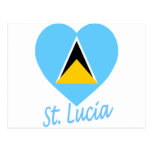 St Lucia Flag Heart postcards