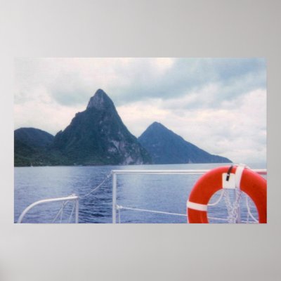St. Lucia Pitons from the Sea print