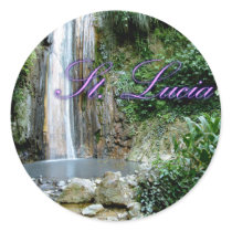 St Lucia Waterfall Round Sticker