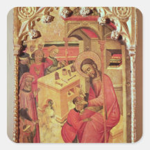 St. Luke Operating on a Man's Head, c.1400-30 Square Stickers