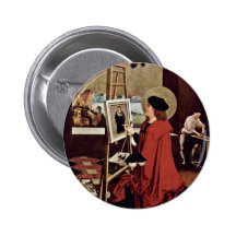 St. Luke Painting The Madonna Altar Wings Pinback Buttons