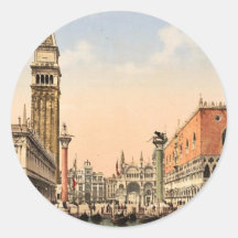 St. Mark's Place with campanile, Venice, Italy cla Stickers