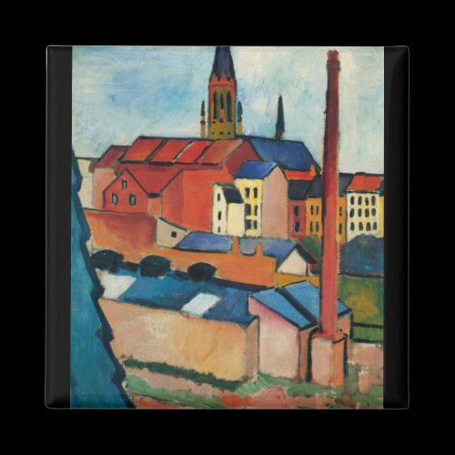 St. Mary's Church with houses and chimney by Macke Fridge Magnet