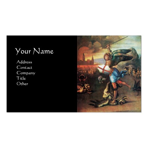 St Michael and the Dragon ,black Business Card Templates