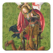 St. Michael Killing the Dragon Square Sticker