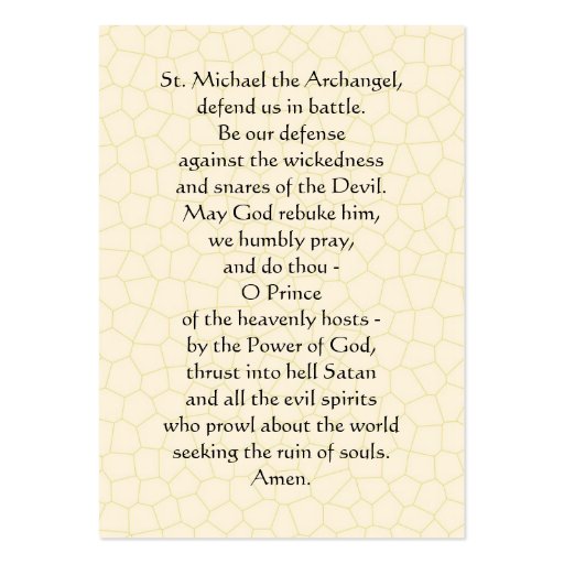 St Michael the Archangel Prayer Card Business Cards (back side)