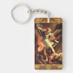 St. Michael the Archangel Prayer Parchment Rectangular Acrylic Keychains
