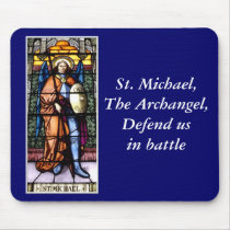 St. Michael The Archangel Stained Glass Window Mouse Pad