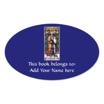 St. Michael The Archangel Stained Glass Window Oval Stickers