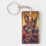 St Michael Vanquishing the Devil  Prayer Parchment Acrylic Key Chain