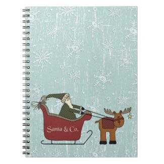St. Nick &amp; Reindeer Sleigh Spiral Note Books