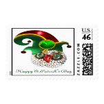 ST PATRICK JEWEL OWL AND  ELF HAT WITH SHAMROCK POSTAGE STAMPS