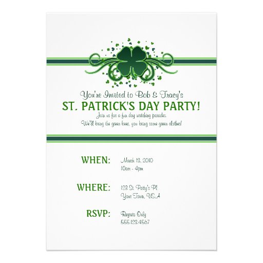 St. PatrickÃ¢â‚¬â„¢s Day Shamrock Swirls Invitation