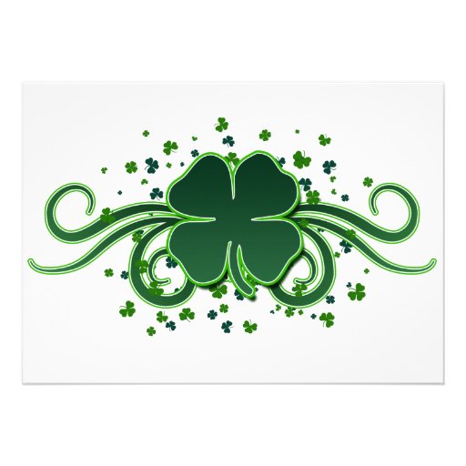 St. Patrickâ€™s Day Shamrock Swirls Invitation