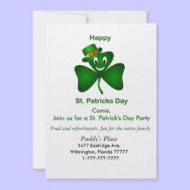 St. Patrick's Cartoon Shamrock Party  Invitation