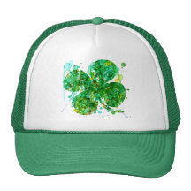 St. Patricks Day Abstract Shamrock Art Hats