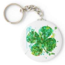 St. Patricks Day Abstract Shamrock Art Key Chains