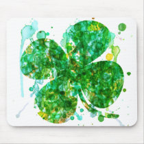 St. Patricks Day Abstract Shamrock Art Mousepads