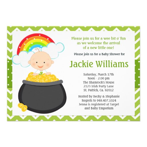 St Patricks Day Baby Shower Invitation (front side)