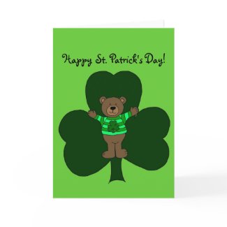 St. Patrick's Day Bear and shamrock card