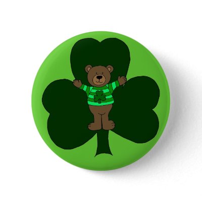 St. Patrick's day bear in green Button by littlemunchkins
