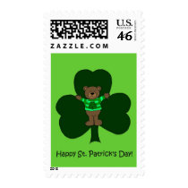 St. Patrick's day bear in green postage