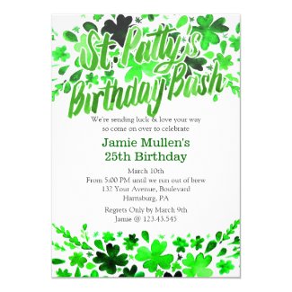 St. Patrick's Day Birthday Bash Watercolor Cards