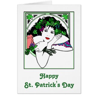 St. Patrick's Day Card With Pretty Lady Greeting Card