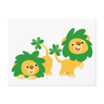 St Patrick's Day Cartoon Lions postcard