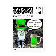 ST PATRICK'S DAY CAT WITH GREEN IRISH BEER STAMP