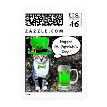 ST PATRICK'S DAY CAT WITH GREEN IRISH BEER STAMP