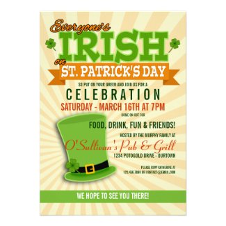 St. Patricks Day Celebration Party Invitations
