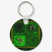 ST. PATRICK'S DAY CLOVER GRUNGE TEMPLATE keychains
