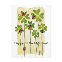 st. patrick's day clover & ladybugs postcards