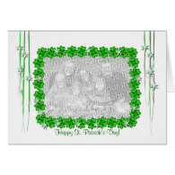St. Patrick's Day Clover Stars Wide (photo frame) Greeting Card
