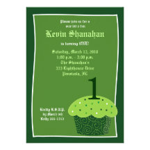 St. Patrick's Day CUPCAKE Birthday Invitation 5x7