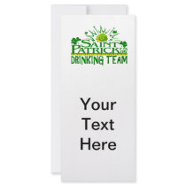 St Patricks Day Drinking Team. Irish Celebrations. Rack Card