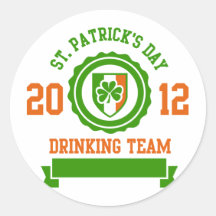 St. Patrick's Day Drinking Team Round Stickers
