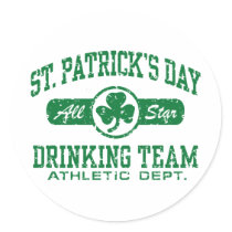 St. Patrick's Day Drinking Team Round Sticker