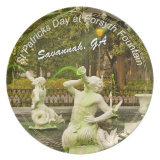 St Patrick's Day - Forsyth Fountain, Savannah, GA Plates